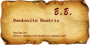 Benkovits Beatrix névjegykártya